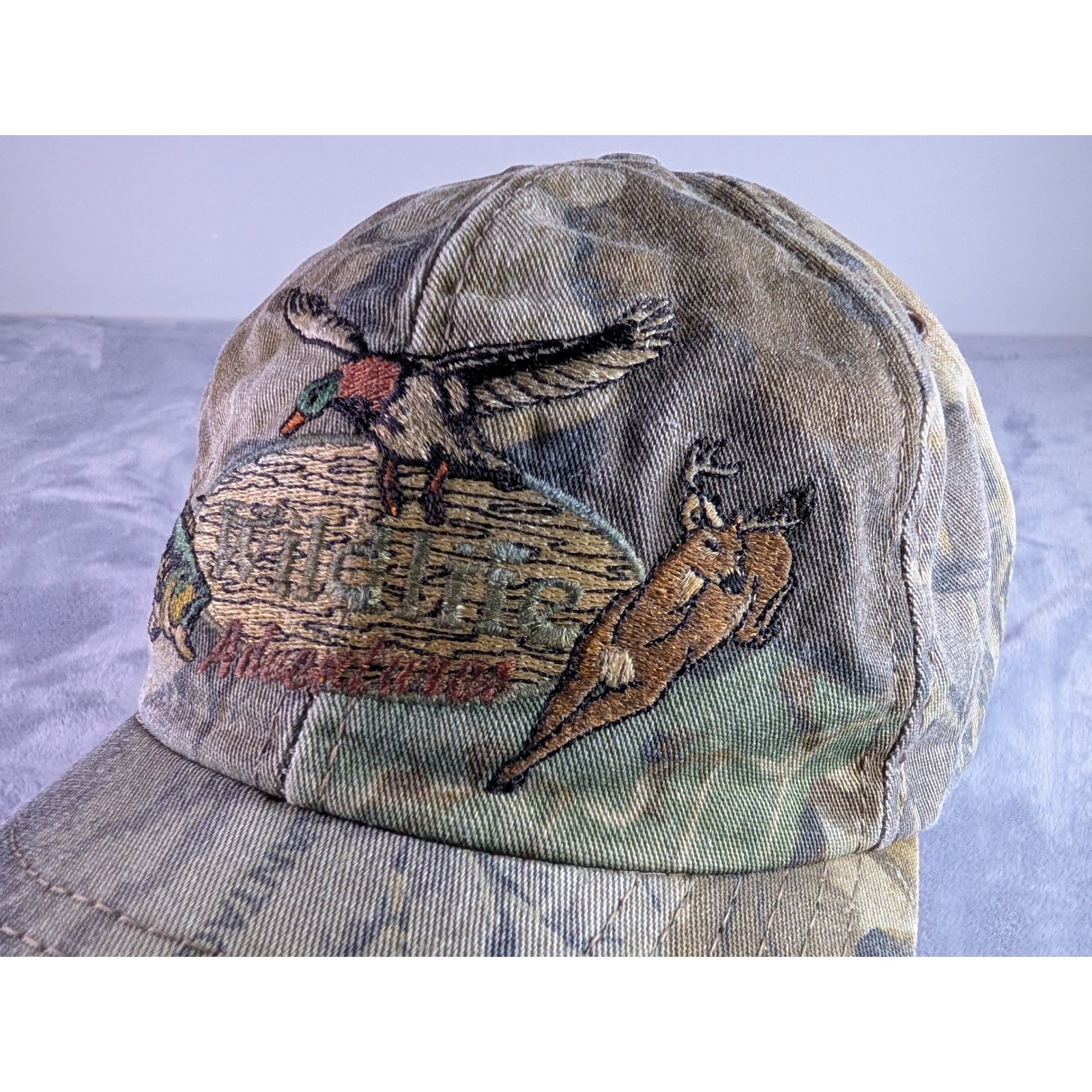 Vintage Wildlife Adventures Camo Snapback Hat Made In Usa Bass Duck Deer Hunting